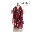 Latest Design New Fashion Voile Animal Elephant Printed Long Winter Scarf for Lady